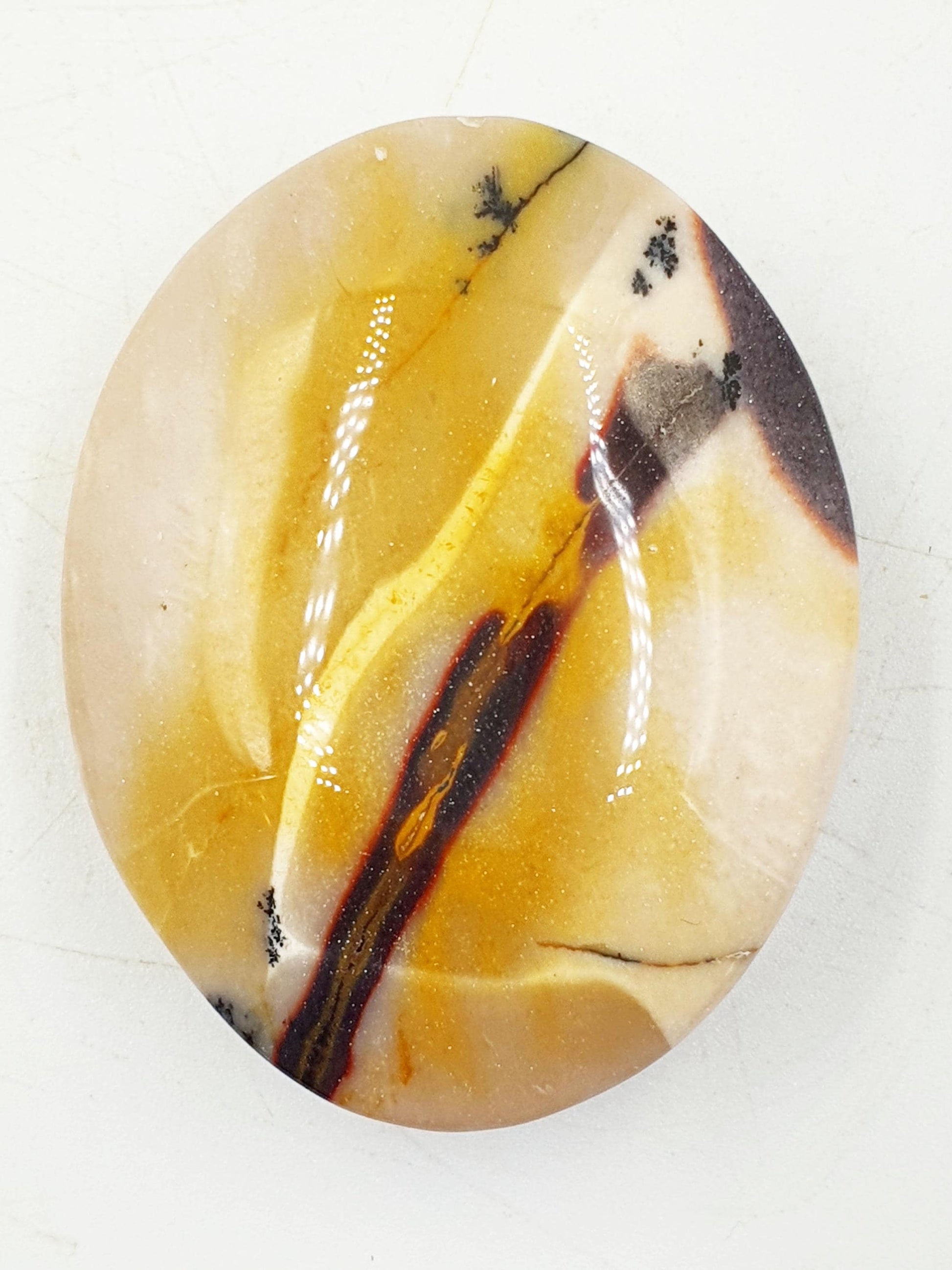 Unique Mookaite Jasper Palm with Dendritic / Mookaite Jasper Palm Stone / Pocket Stone / Meditation Palm / Reiki Crystal Palm - 90g