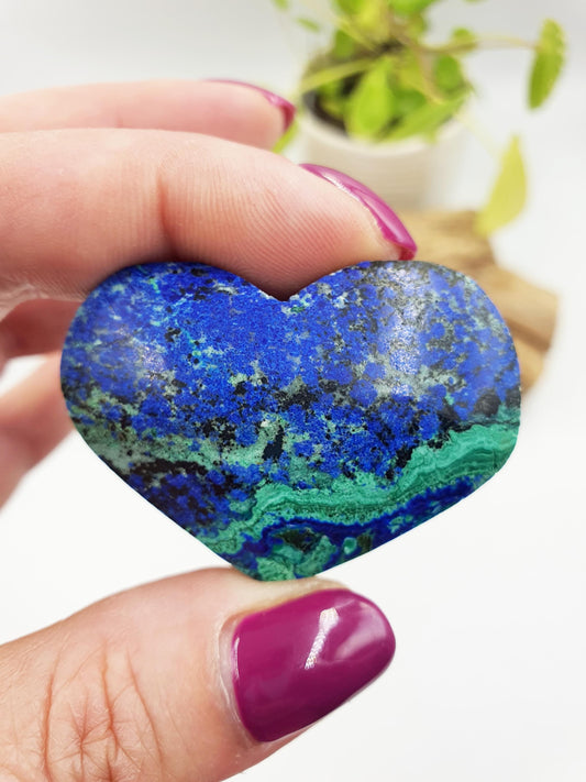 High Grade Azurite Crystal Heart / Stunning Azurite Puff Heart / Azurite Reki Crystal Heart / Collectors Crystal Heart - 35g