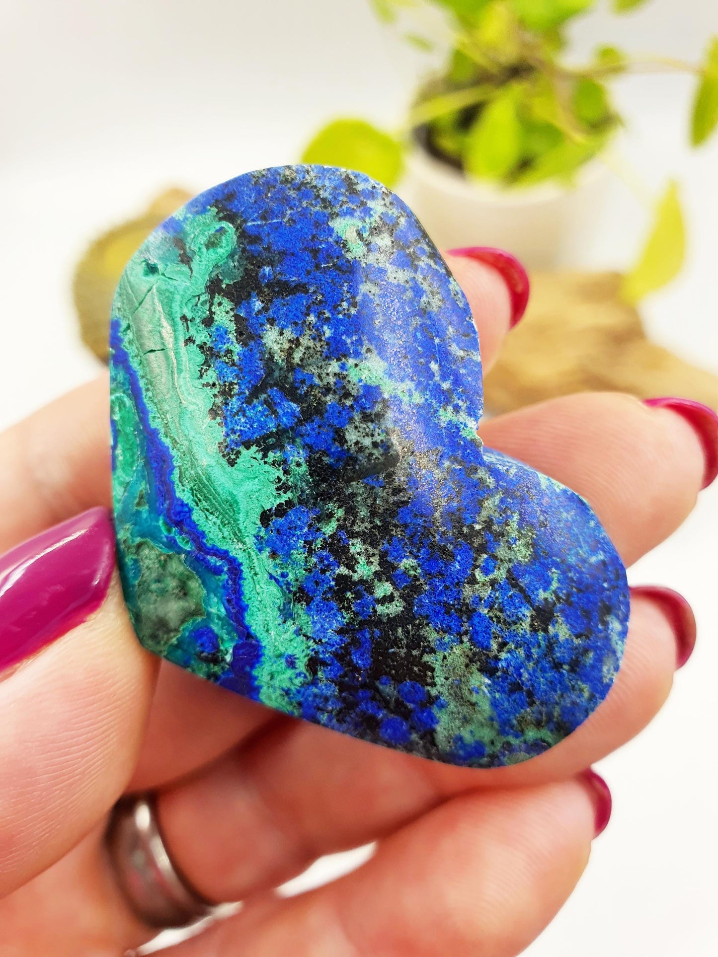 High Grade Azurite Crystal Heart / Stunning Azurite Puff Heart / Azurite Reki Crystal Heart / Collectors Crystal Heart - 35g