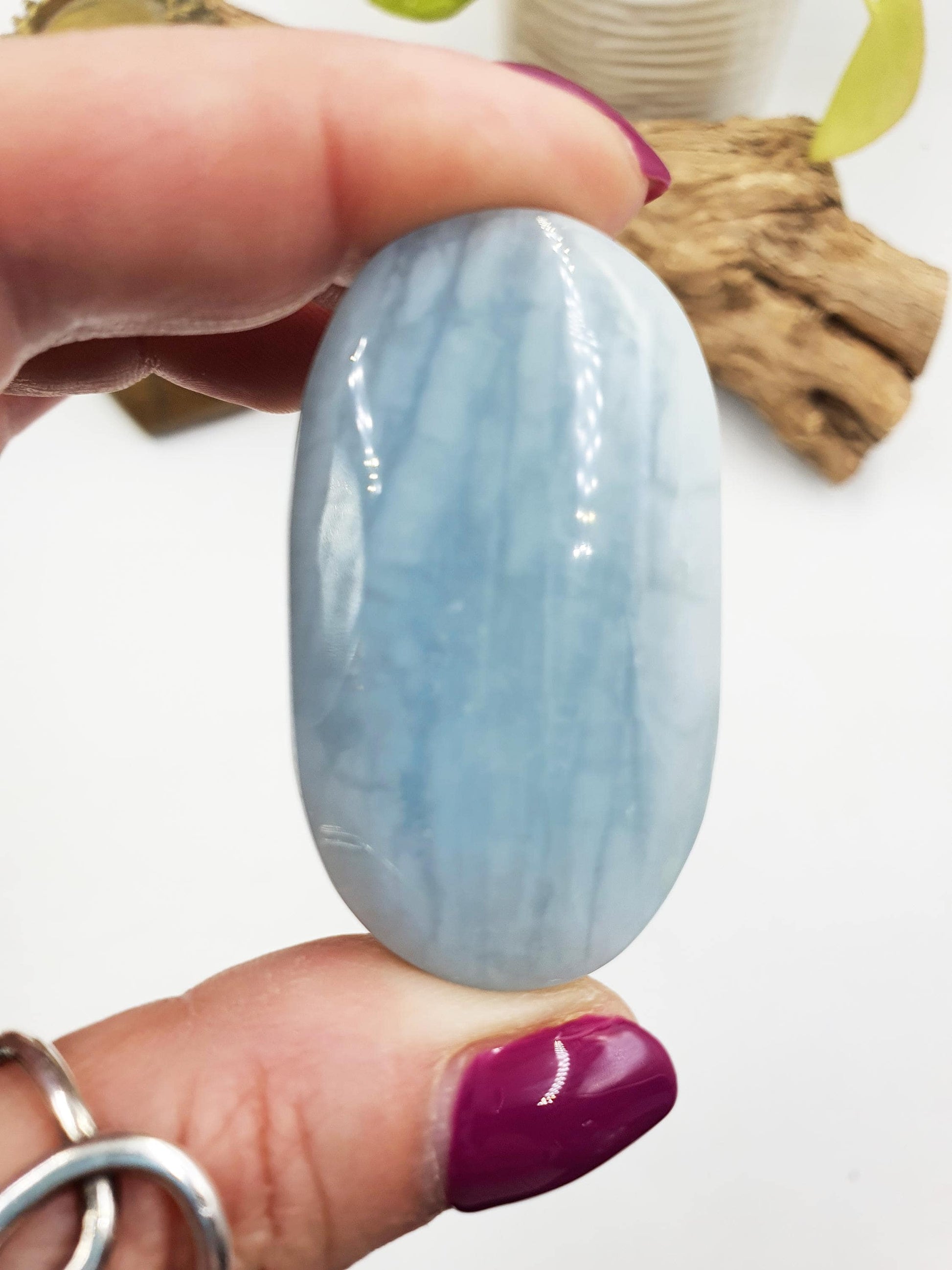 Aquamarine Palm / Aquamarine Palm Stone / Pocket Stone / Meditation Palm / Reiki Crystal Palm - 40g