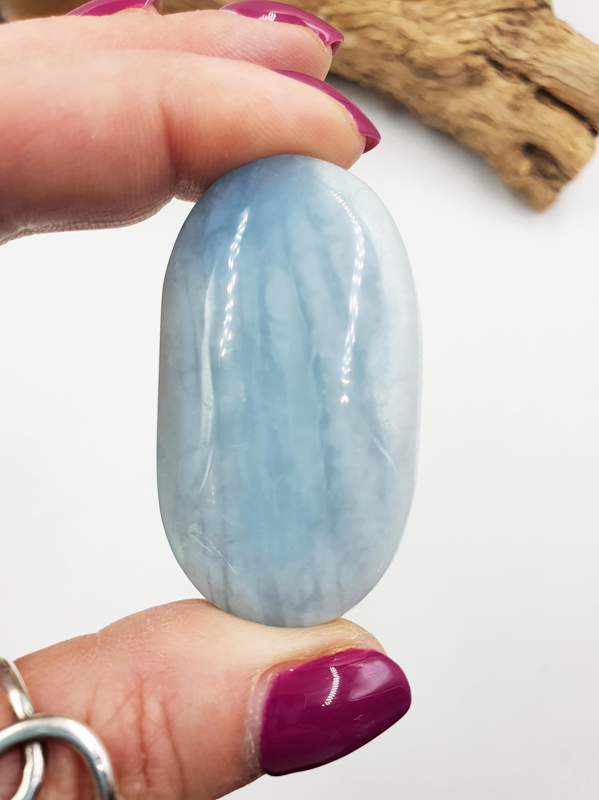 Aquamarine Palm / Aquamarine Palm Stone / Pocket Stone / Meditation Palm / Reiki Crystal Palm - 40g