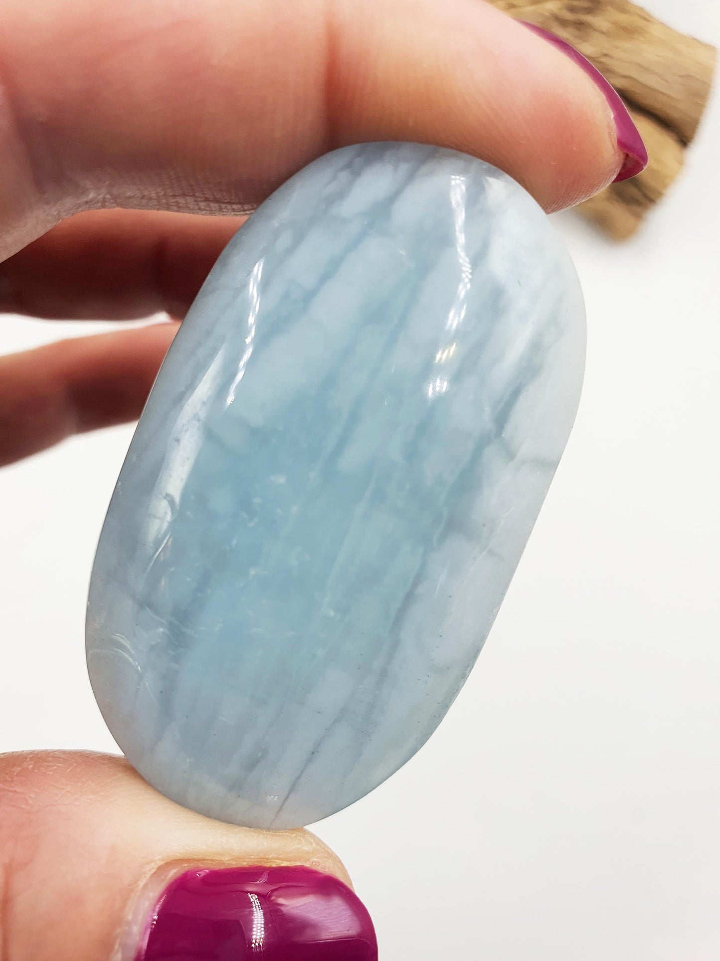 Aquamarine Palm / Aquamarine Palm Stone / Pocket Stone / Meditation Palm / Reiki Crystal Palm - 40g