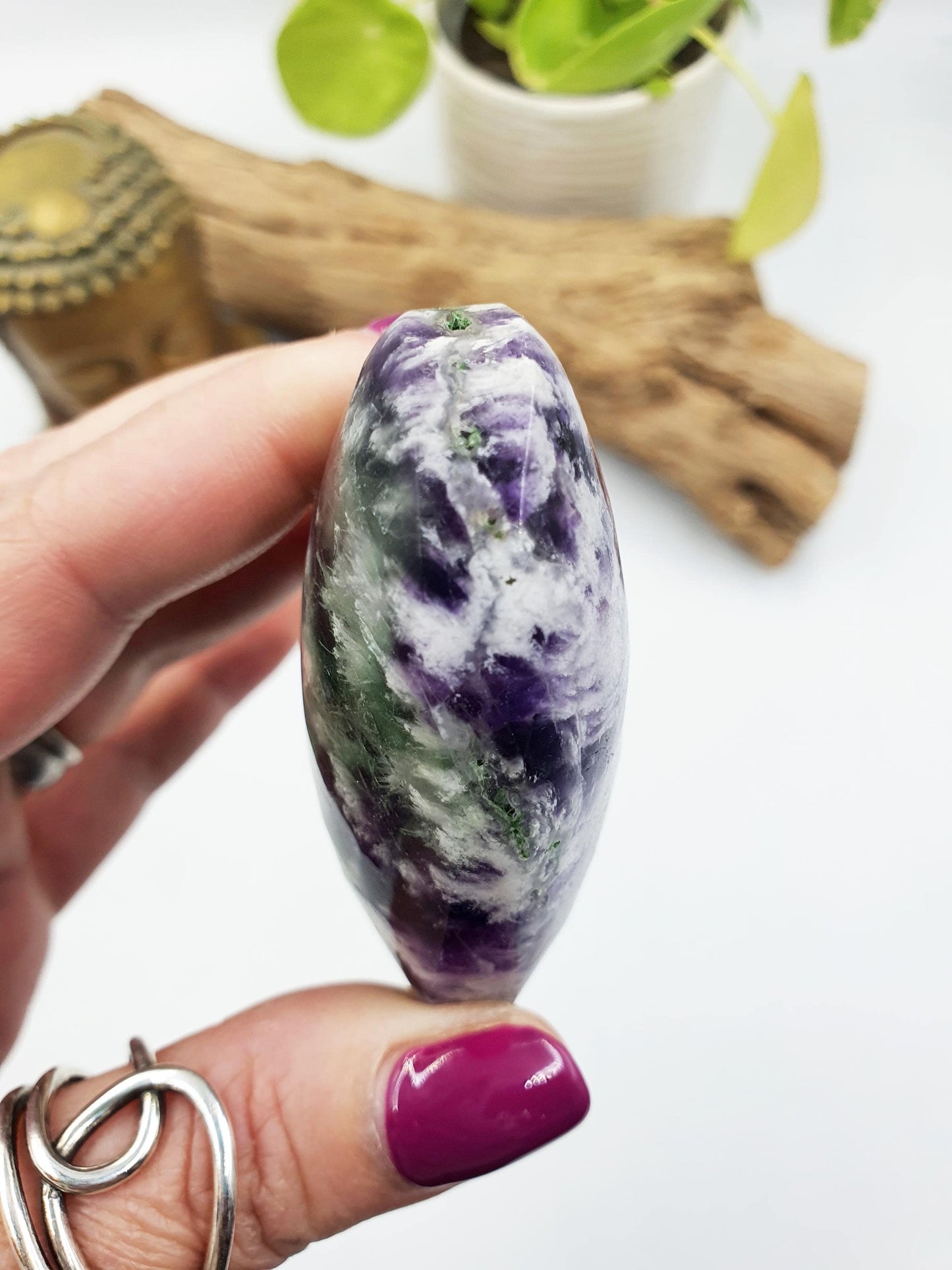 Incredible Feather Fluorite Puff Heart / Feather Fluorite Crystal Heart / Fluorite Heart / Crystal Heart - 170g