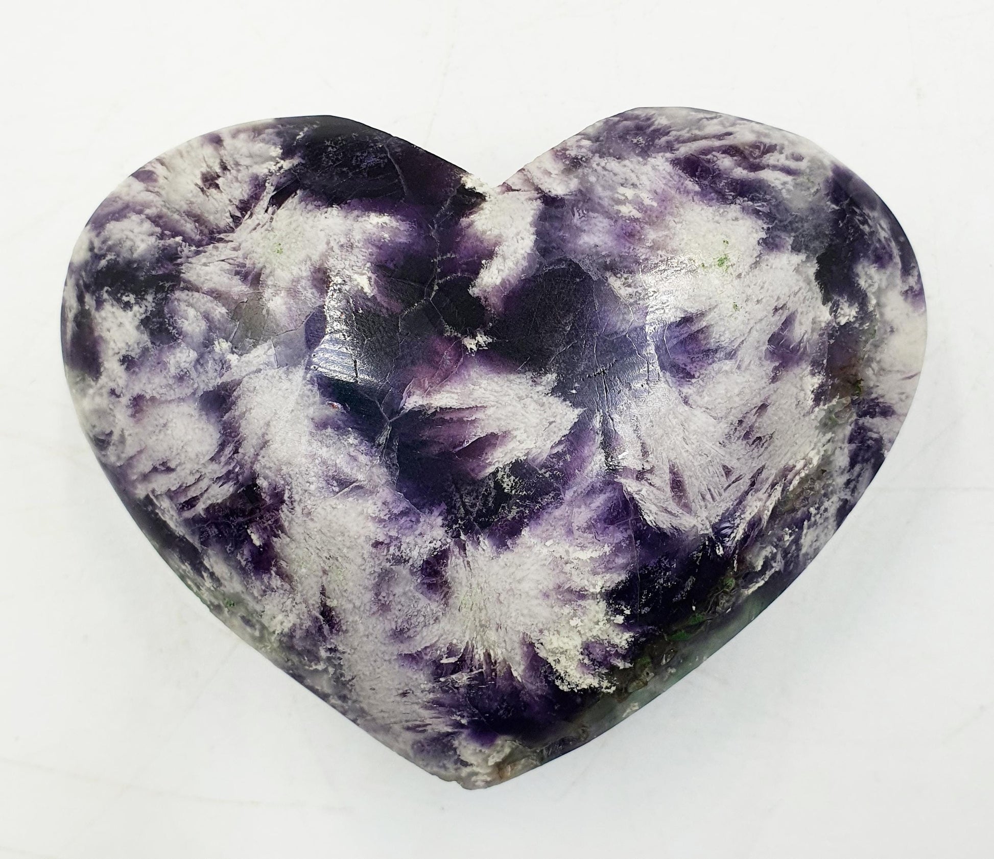 Incredible Feather Fluorite Puff Heart / Feather Fluorite Crystal Heart / Fluorite Heart / Crystal Heart - 170g