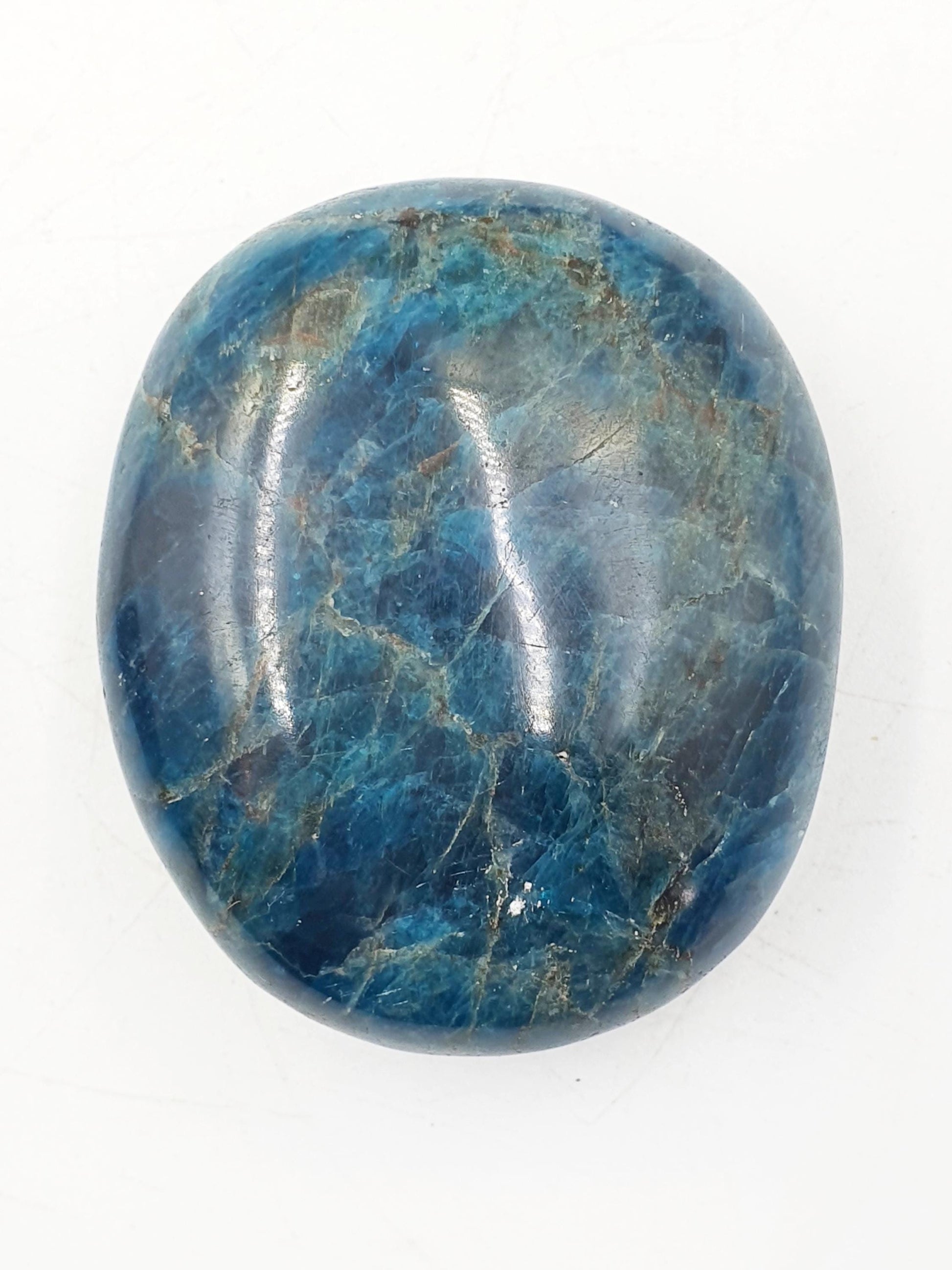 Large Blue Apatite Palm Stone / Blue Apatite Palmstone / Meditation Palm / Reiki Crystal Palm - 135g