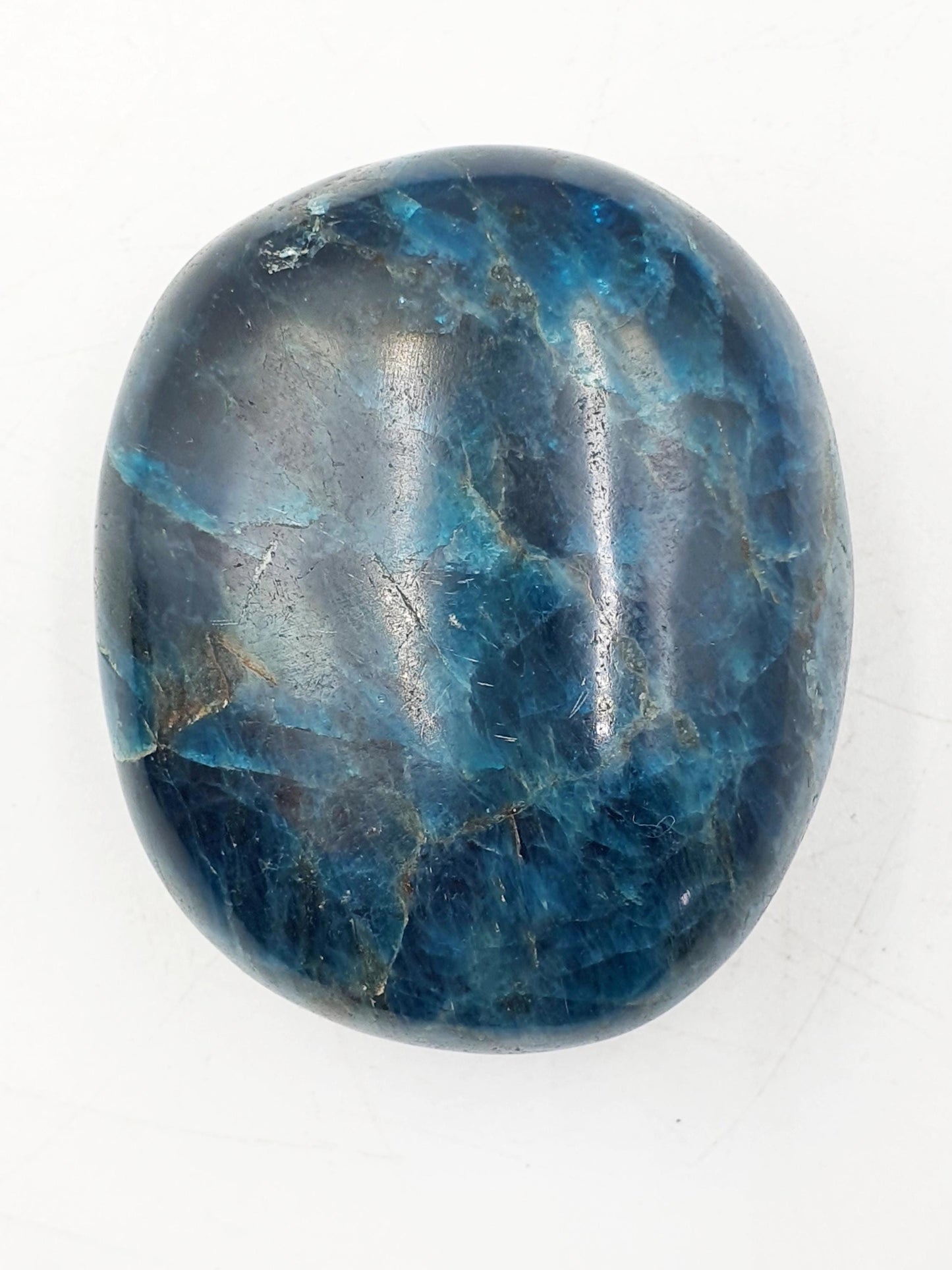 Large Blue Apatite Palm Stone / Blue Apatite Palmstone / Meditation Palm / Reiki Crystal Palm - 135g