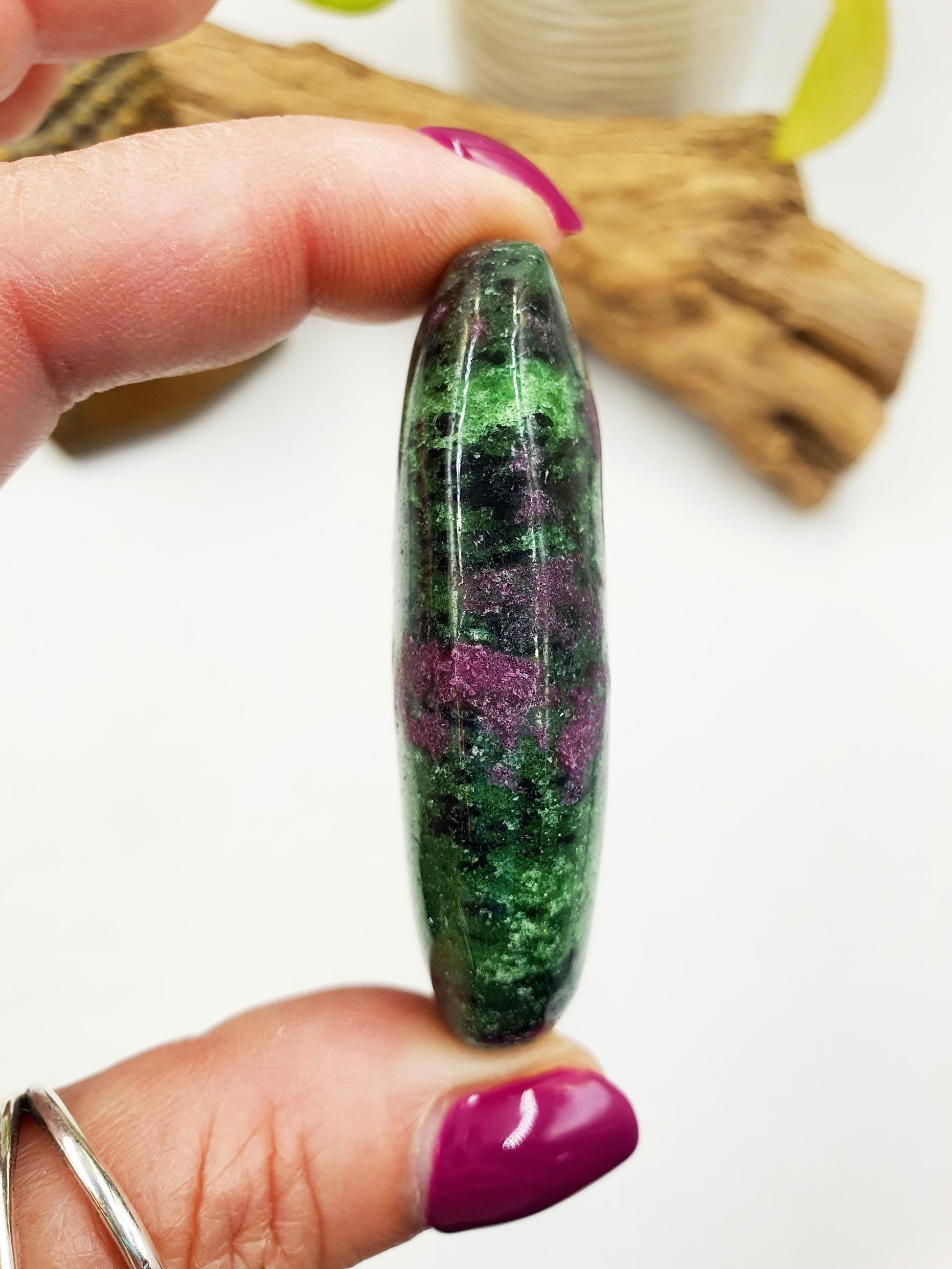 Ruby in Zoisite Palm / Ruby Zoisite Palm Stone / Anyolite Palm / Pocket Crystal / Meditation Palm / Reiki Crystal Palm - 65g