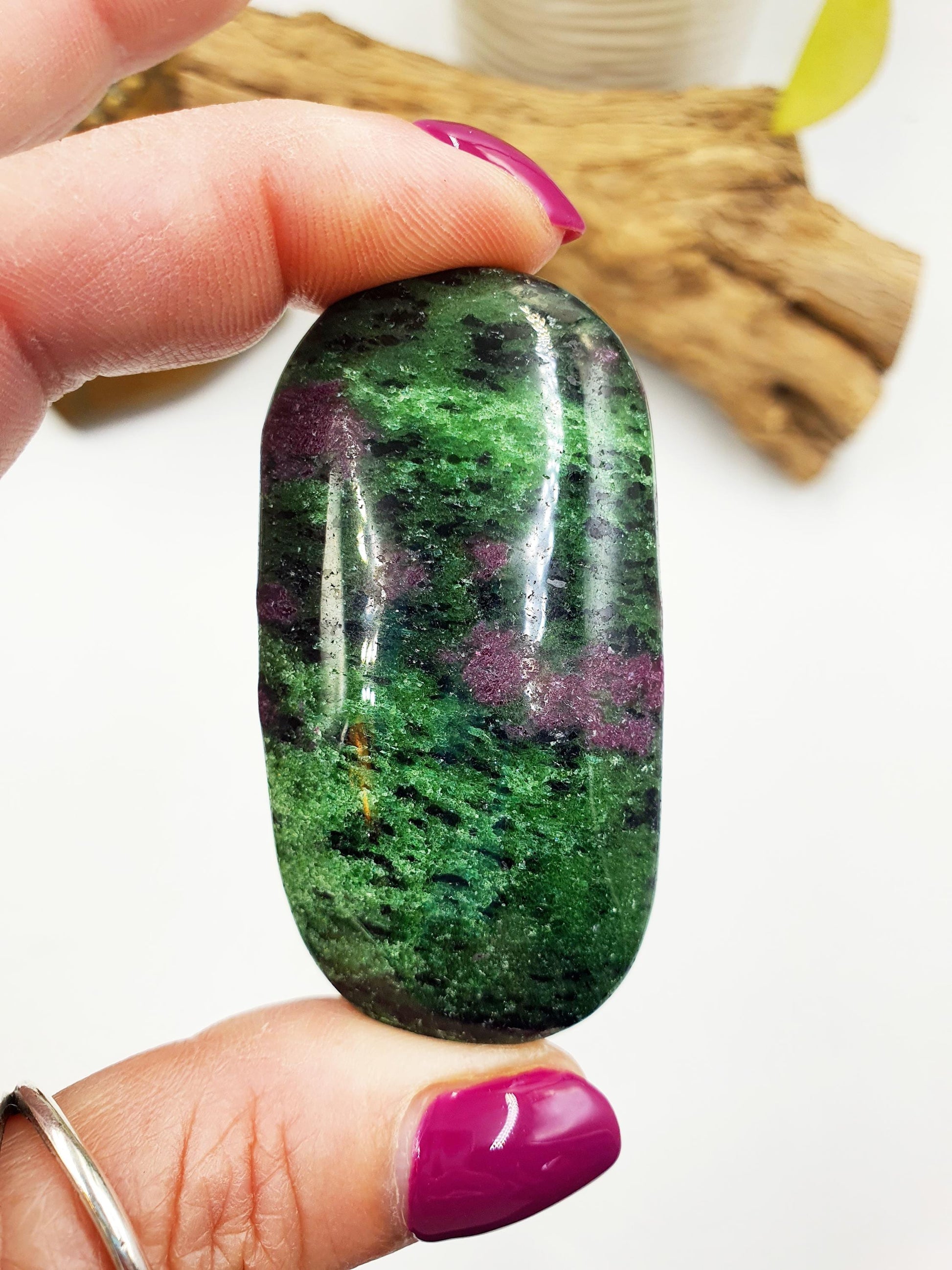 Ruby in Zoisite Palm / Ruby Zoisite Palm Stone / Anyolite Palm / Pocket Crystal / Meditation Palm / Reiki Crystal Palm - 65g