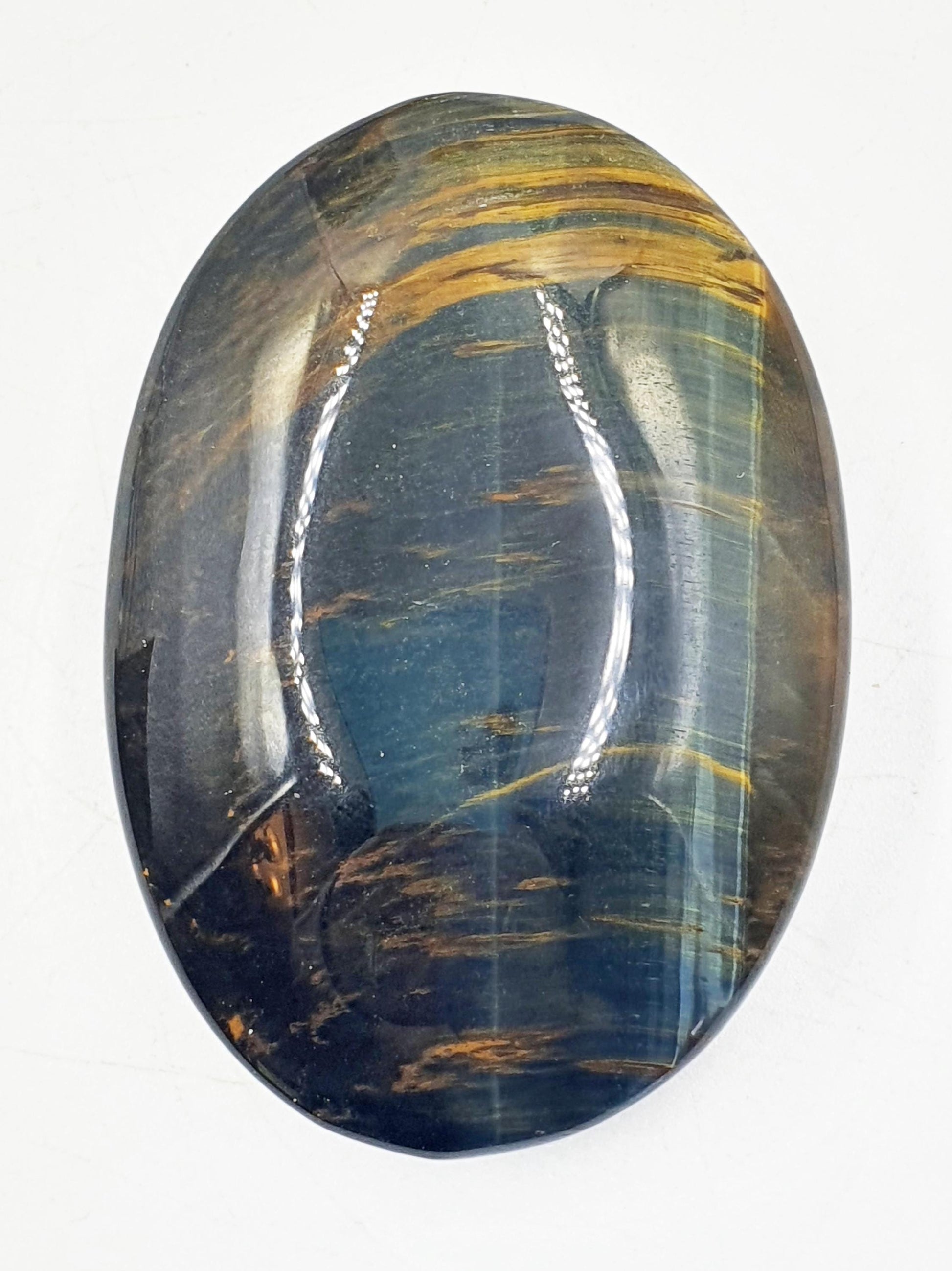 Stunning Blue Tiger's Eye Palm / Blue Tiger Eye Palm Stone / Pocket Crystal / Meditation Palm / Reiki Crystal Palm - 110g