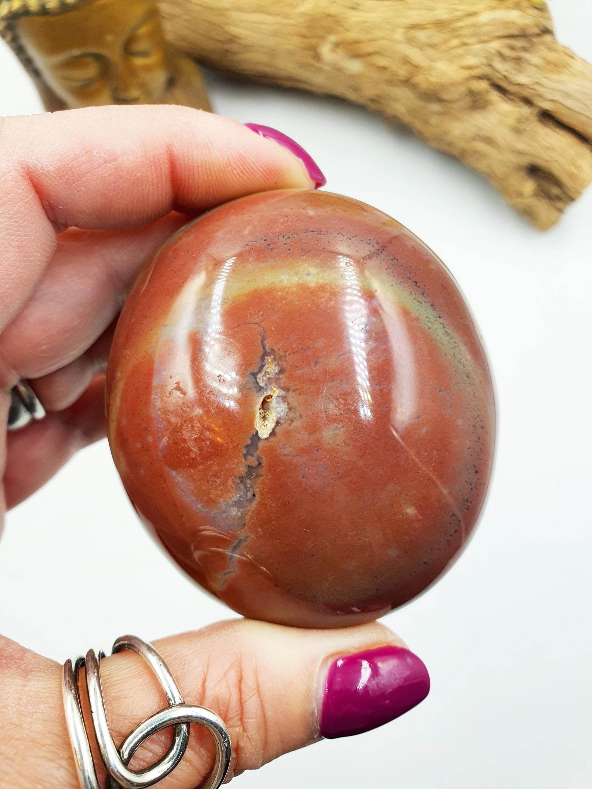 Large Ocean Jasper Palm / Ocean Jasper Palm stone / Colourful OJ Palm / Meditation Palm - 210g