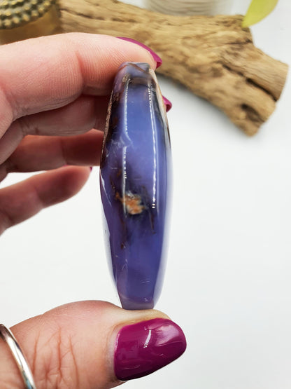 Beautiful Blue Flower Agate Palm / Sakura Agate Palm Stone / Blue Flower Agate Crystal / Meditation Palm - 70g