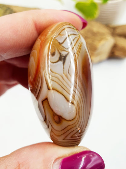 Sardonyx Palm Stone - Strength & Protection Healing - 65g