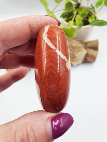 Red Jasper Palm Stone - Grounding & Strength Root Chakra Crystal - 90g
