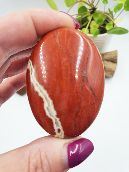 Red Jasper Palm Stone - Grounding & Strength Root Chakra Crystal - 90g