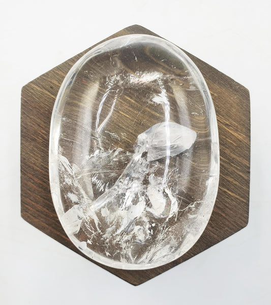 High Grade Clear Quartz Palm Stone with Rainbows - Energy Amplifying Healing Crystal - 155g