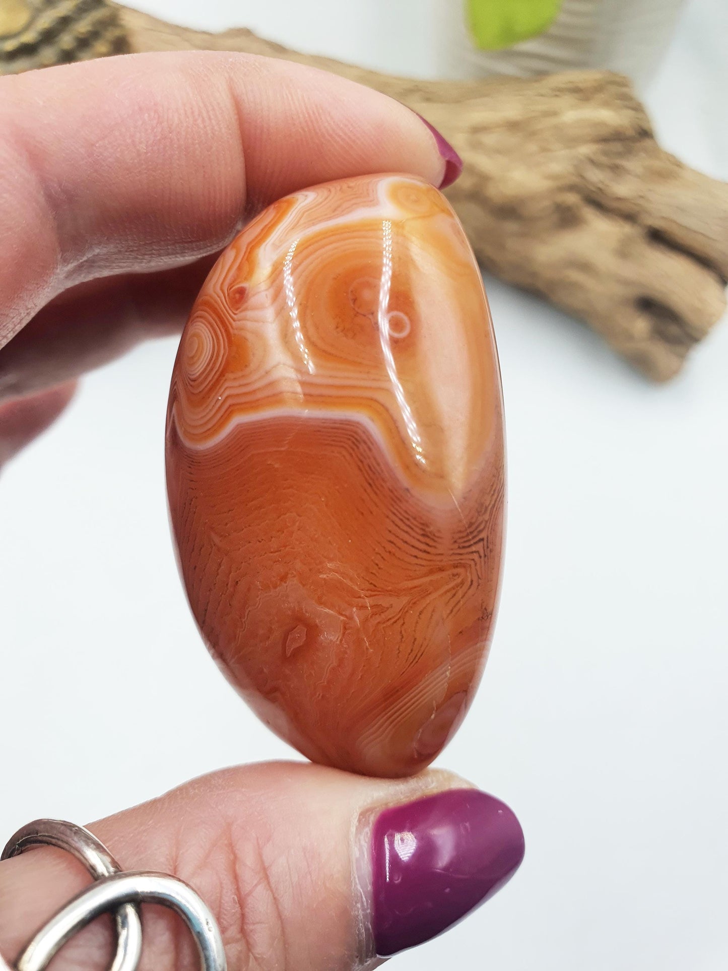 Carnelian Palm Stone - Vitality & Creativity Healing Crystal - 90g