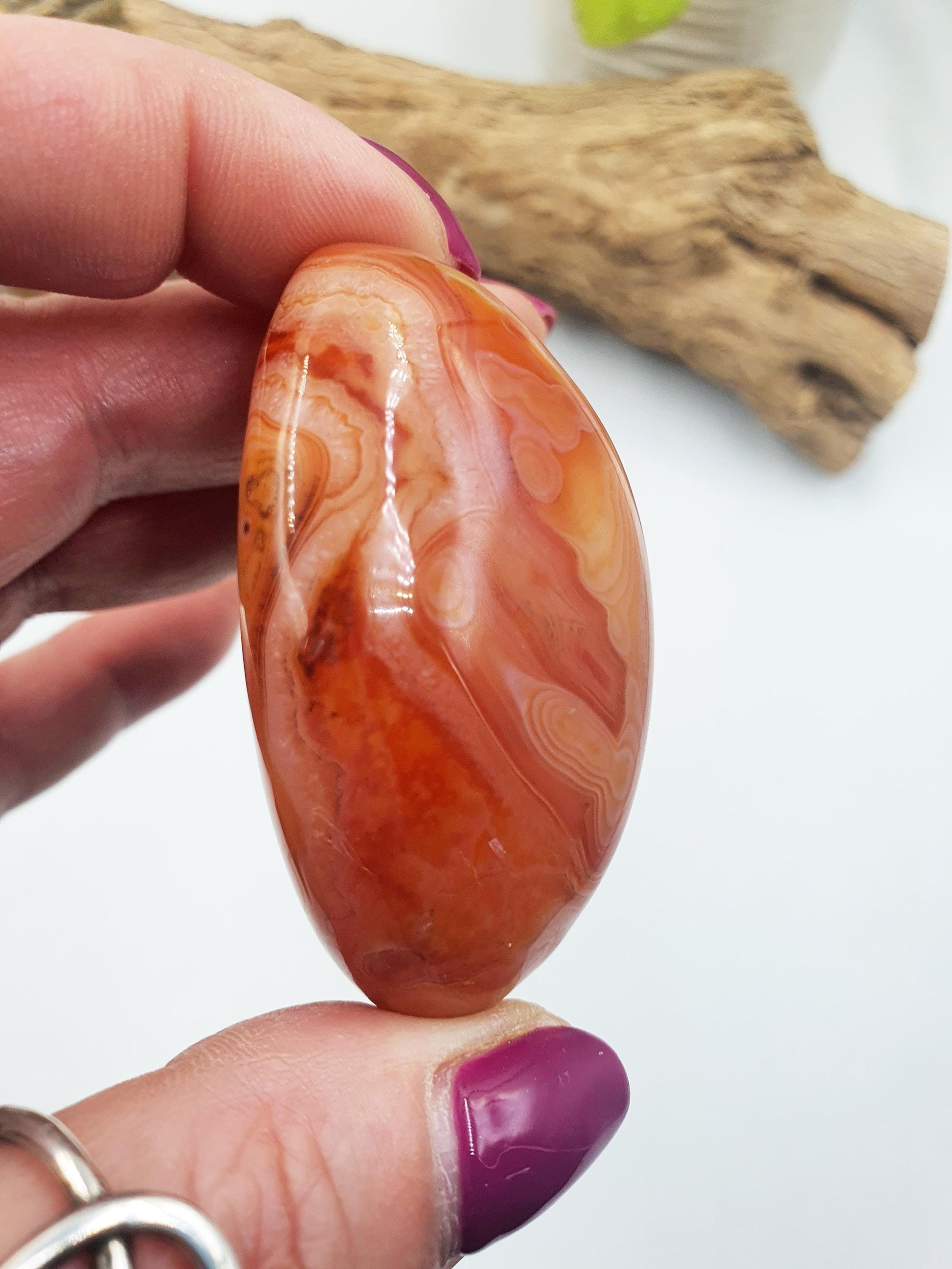 Carnelian Palm Stone - Vitality & Creativity Healing Crystal - 90g