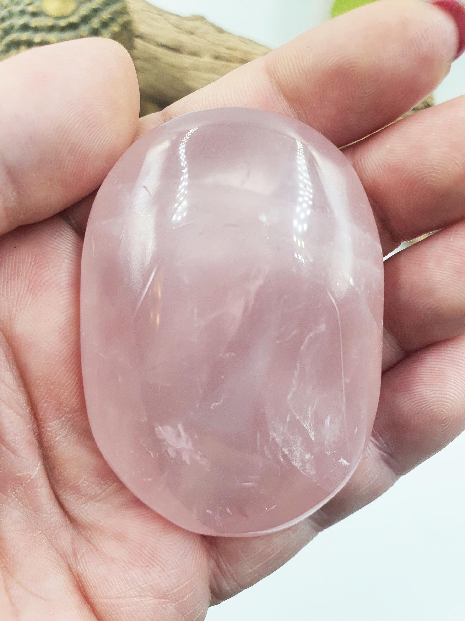 Rose Quartz Palm Stone - Love & Compassion Healing Crystal - 105g