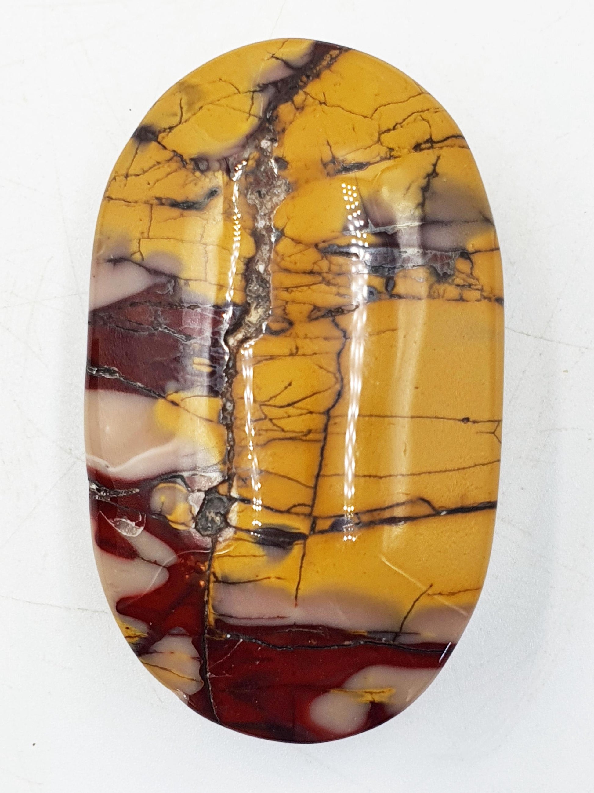 Mookaite Jasper Palm Stone - Grounding and Vitality Healing Crystal - 90g