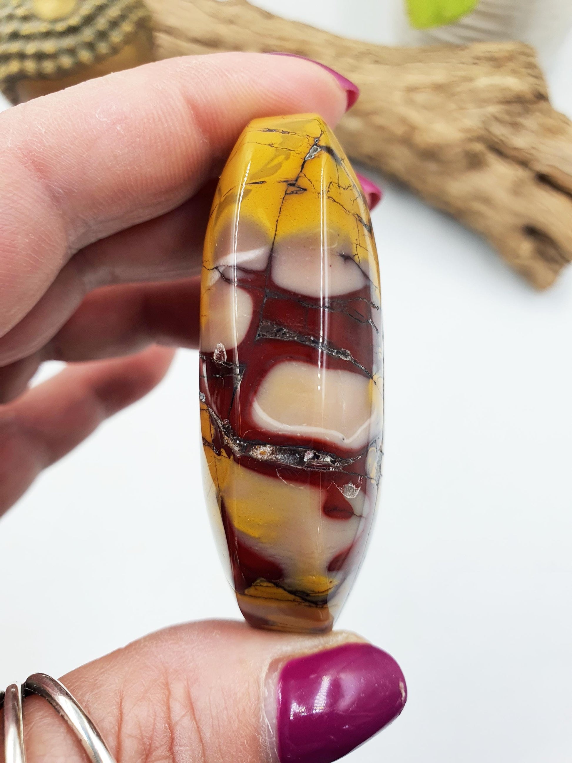 Mookaite Jasper Palm Stone - Grounding and Vitality Healing Crystal - 90g