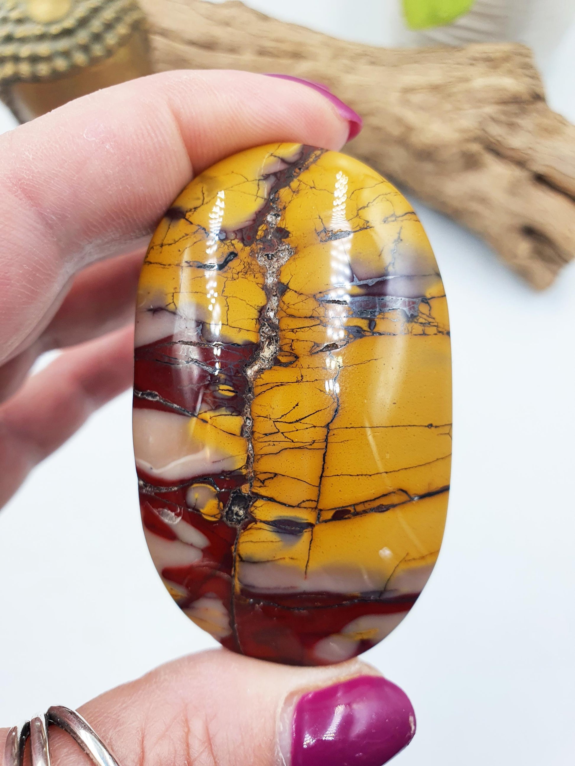 Mookaite Jasper Palm Stone - Grounding and Vitality Healing Crystal - 90g