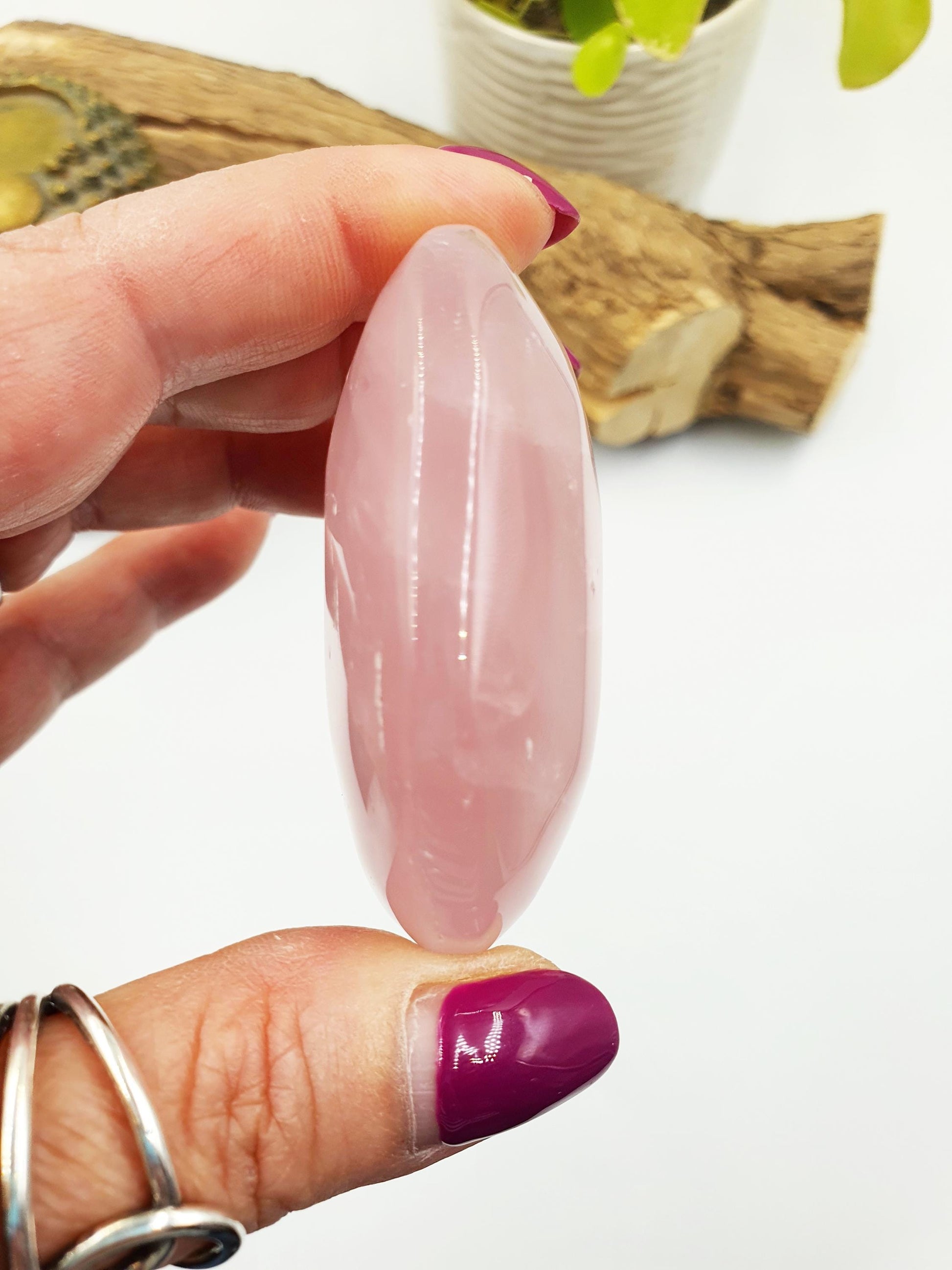 Rose Quartz Palm Stone - Love & Compassion Healing Crystal - 105g
