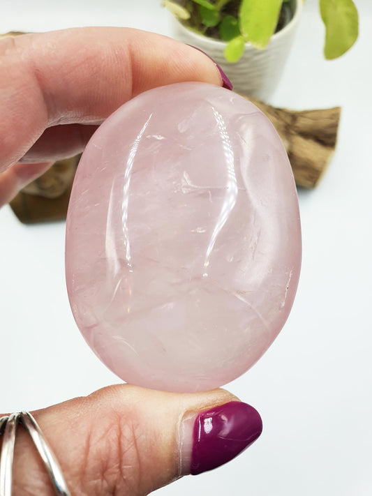 Rose Quartz Palm Stone - Love & Compassion Healing Crystal - 105g