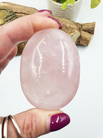 Rose Quartz Palm Stone - Love & Compassion Healing Crystal - 105g