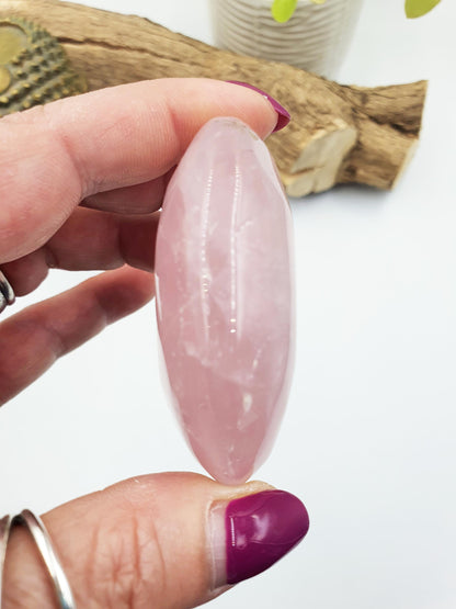 Rose Quartz Palm Stone - Love & Compassion Healing Crystal - 105g