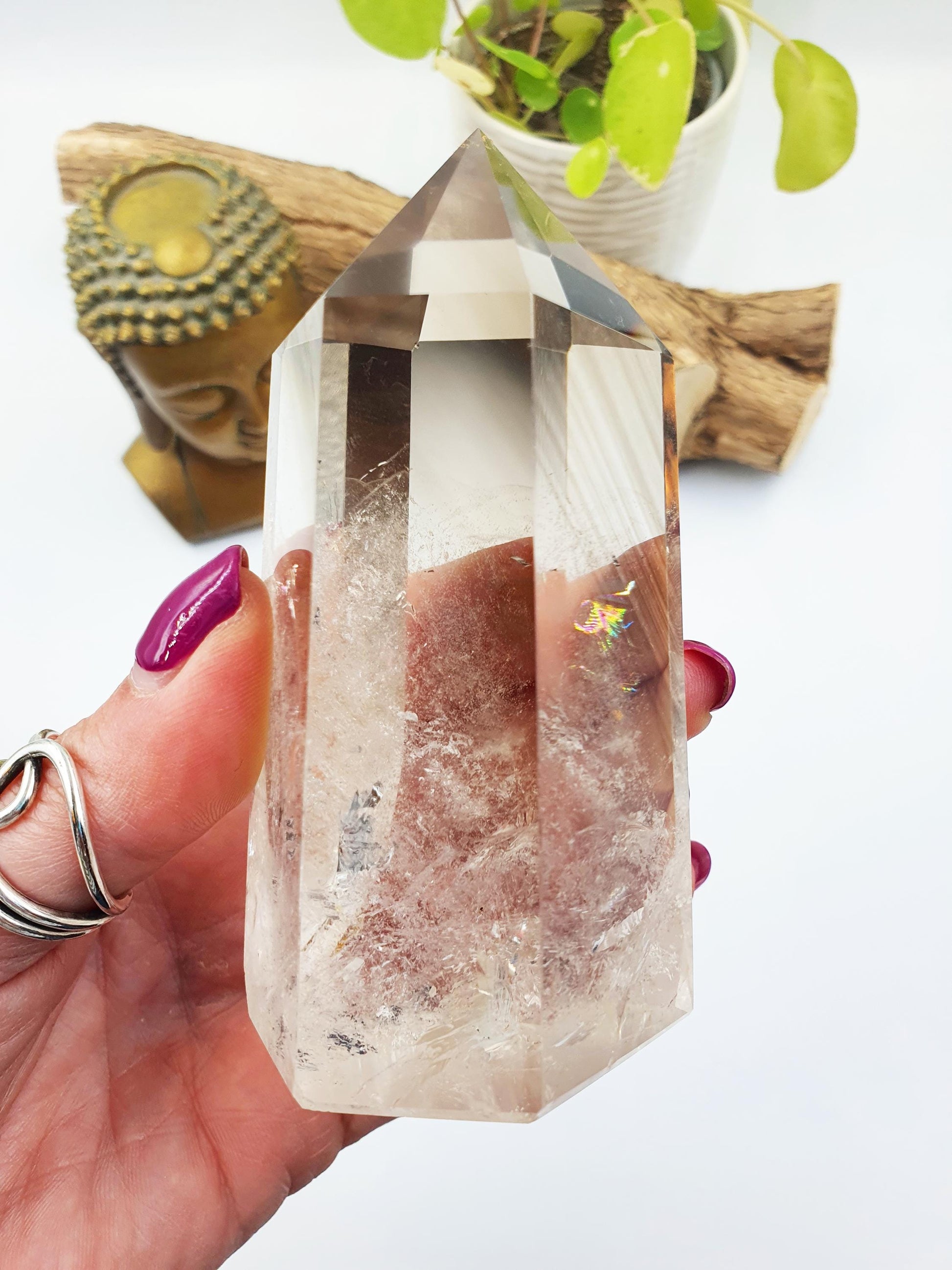High Quality Smoky Quartz Tower with Phantoms & Rainbows - Grounding and Healing Crystal Point - 380g