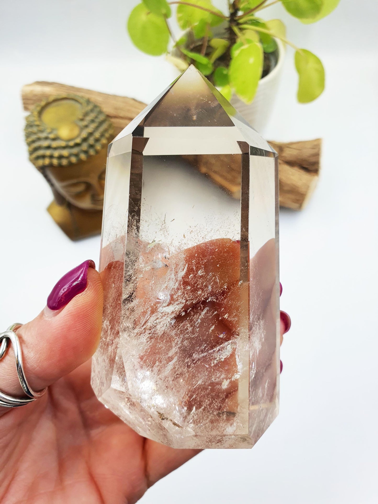 High Quality Smoky Quartz Tower with Phantoms & Rainbows - Grounding and Healing Crystal Point - 380g