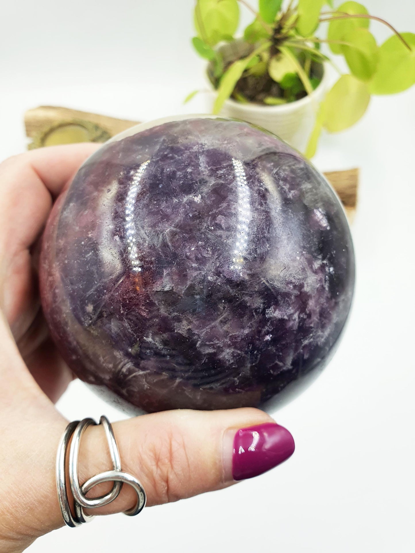 Large Unicorn Stone (Pegmatite) Sphere - Calming & Nurturing Crystal Ball - 92mm