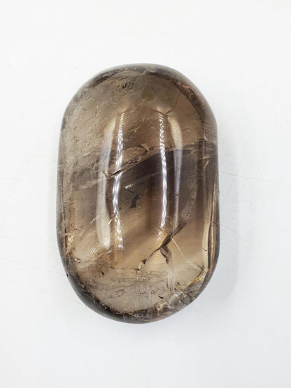 High Grade Large Smoky Quartz Palm Stone with Rainbows - Grounding & Protection Crystal - 220g