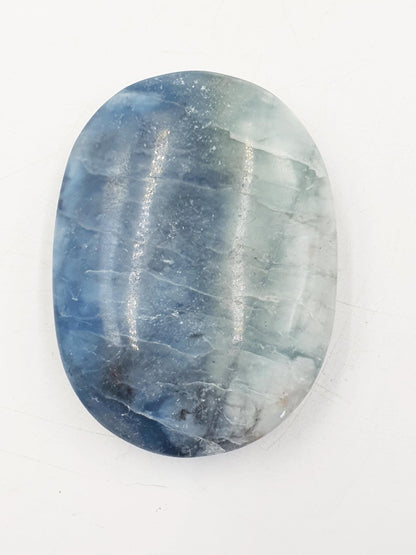 Large Aquamarine Palm Stone - Calming & Stress Relief Throat Chakra Crystal - 130g