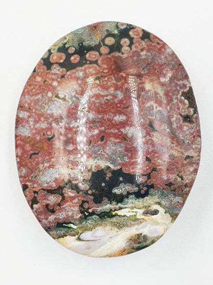 Orbicular Ocean Jasper Palm - Joy & Renewal Healing Crystal - 110g