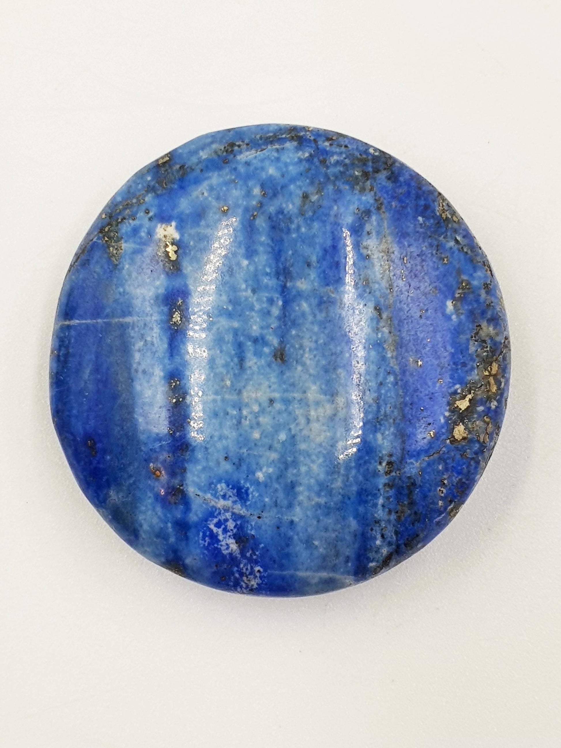Round Lapis Lazuli Palm Stone - Wisdom & Truth Third Eye Chakra Crystal - 45g