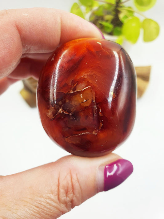 Carnelian Palm Stone - Vitality & Creativity Healing Crystal - 110g