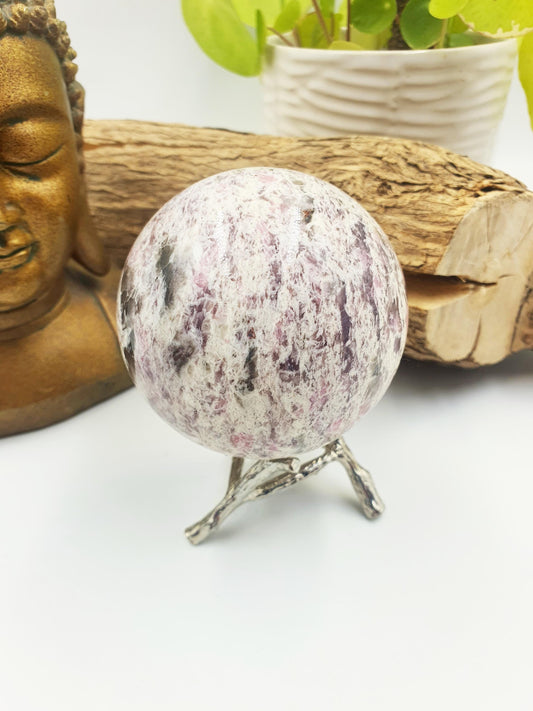 Plum Tourmaline Sphere (Rubellite)- Rare Emotional Healing & Spiritual Growth Crystal Ball - 68mm