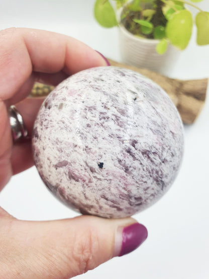 Plum Tourmaline Sphere (Rubellite)- Rare Emotional Healing & Spiritual Growth Crystal Ball - 68mm