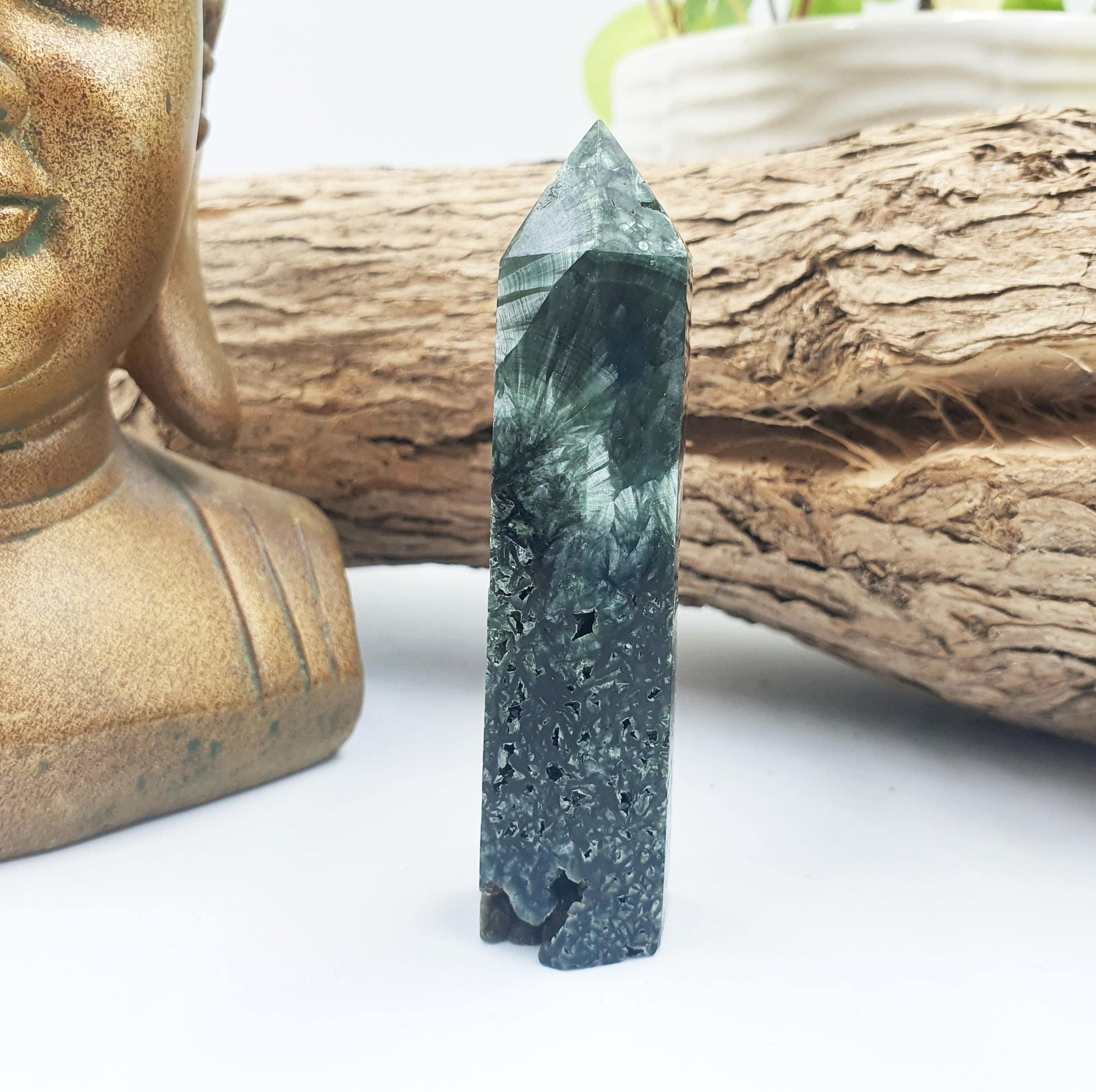 Flashy Seraphinite Tower - Angelic Connection & Heart Healing Crystal Point - 40g