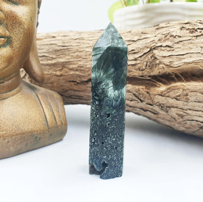 Flashy Seraphinite Tower - Angelic Connection & Heart Healing Crystal Point - 40g