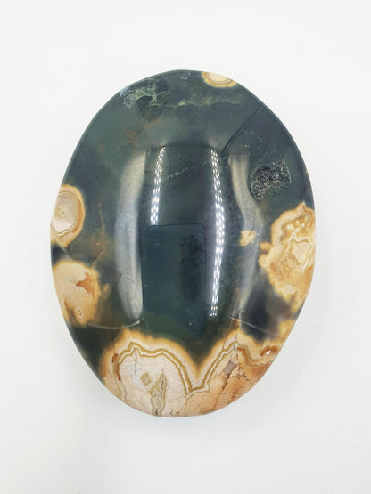 Unique Orbicular Ocean Jasper Palm - Joy & Renewal Healing Crystal - 85g
