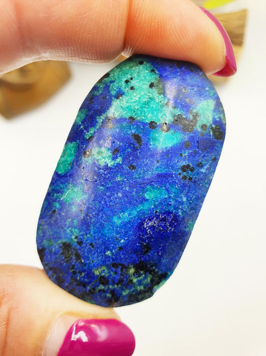 Rare Azurite Palm Stone - Intuition & Spiritual Insight Third Eye Chakra Crystal - 40g