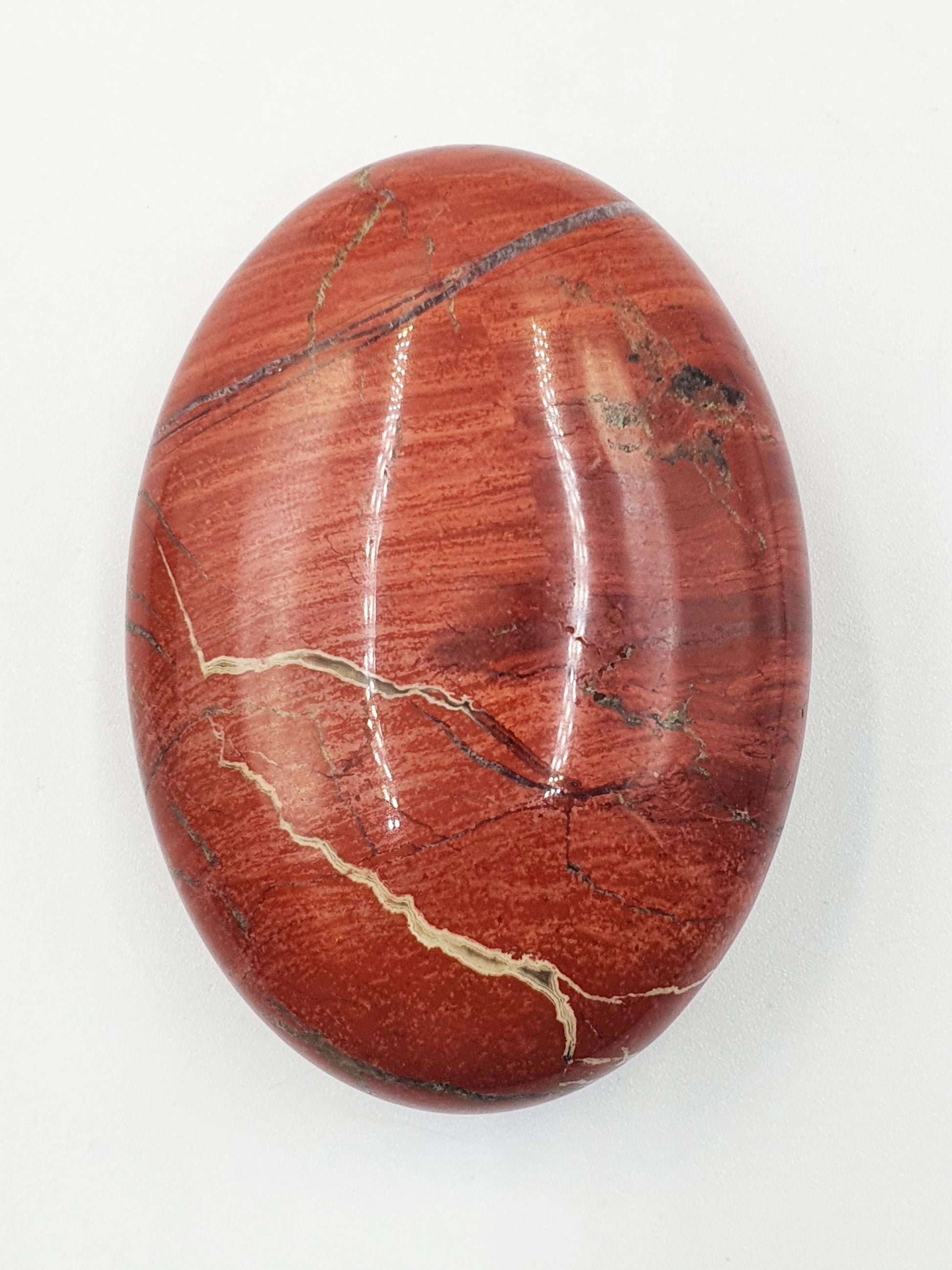 Red Jasper Palm Stone - Grounding & Strength Root Chakra Crystal - 115g