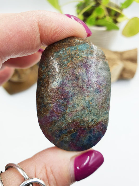 Ruby in Fuchsite Palm Stone - Heart Chakra Healing & Vitality - 60g