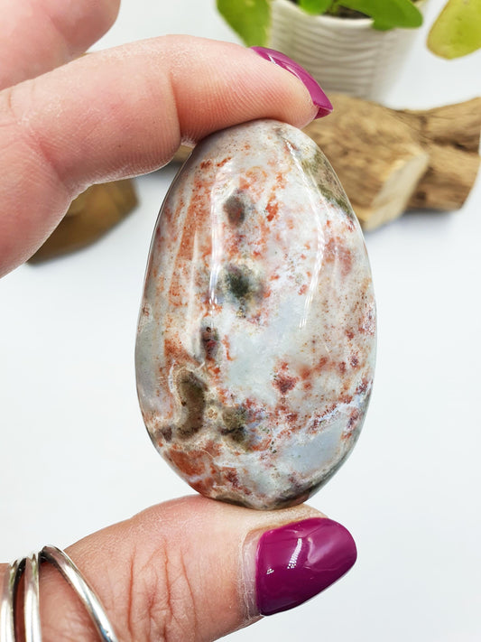 Unique Ocean Jasper Palm - Joy & Renewal Healing Crystal - 55g
