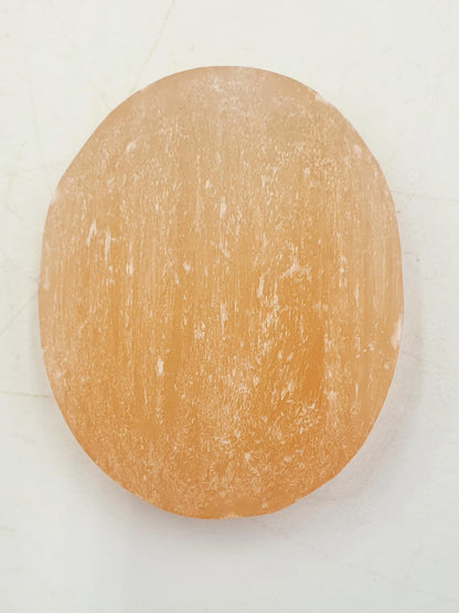Peach Selenite Palm Stone - Calming & Cleansing Healing Crystal - 60g