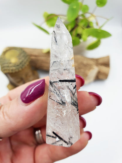 High Grade Tourmaline and Quartz Tower with Golden Healer - Protection & Amplifying Healing Crystal - 55g