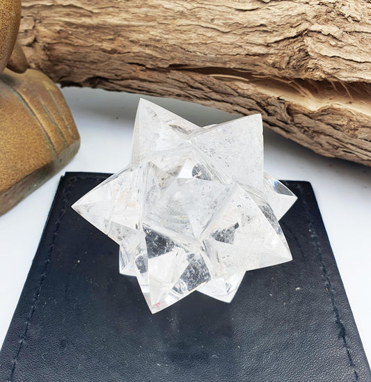 12 Point Clear Quartz Dodecagram - Energy Amplifying Crystal Star - 170g