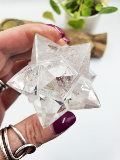 12 Point Clear Quartz Dodecagram - Energy Amplifying Crystal Star - 170g